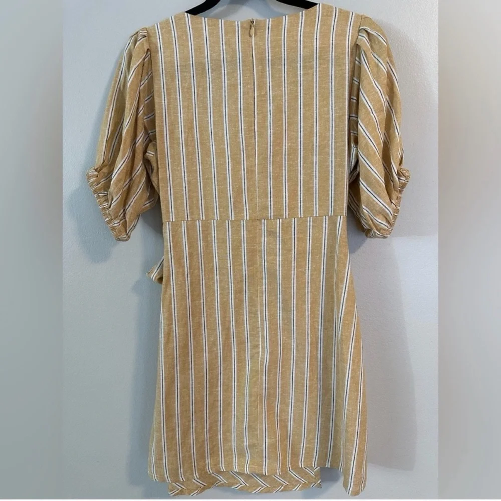 Zara Sunkissed Linen Cutout Mini Coastal Cowgirl Cottagecore Mustard Yellow M - Picture 11 of 15